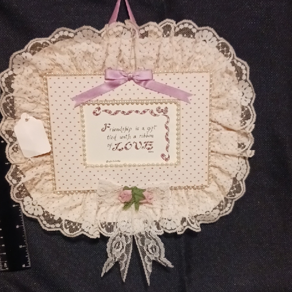 Lace Wall Hanging with Heart Pattern